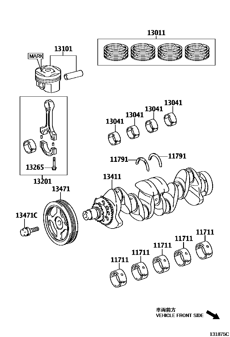 Toyota COROLLA Crankshaft & Piston EPC diagram — 131875C