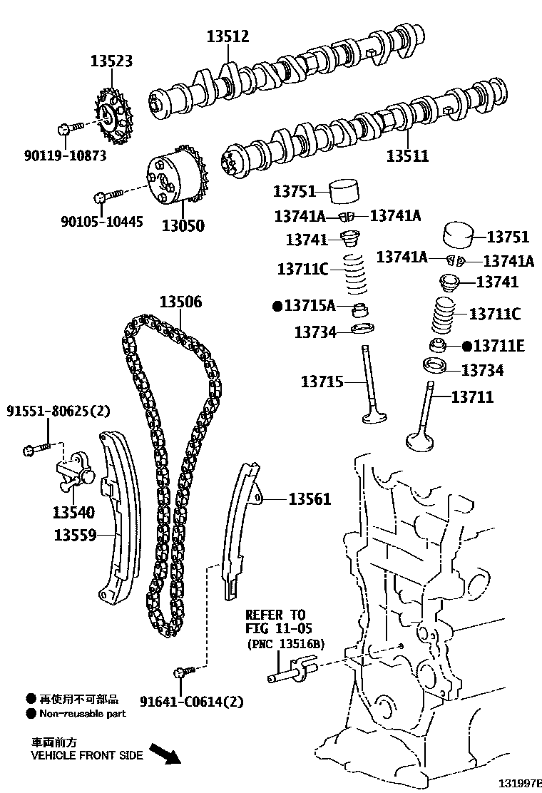 Toyota COROLLA Camshaft & Valve EPC diagram — 131997B