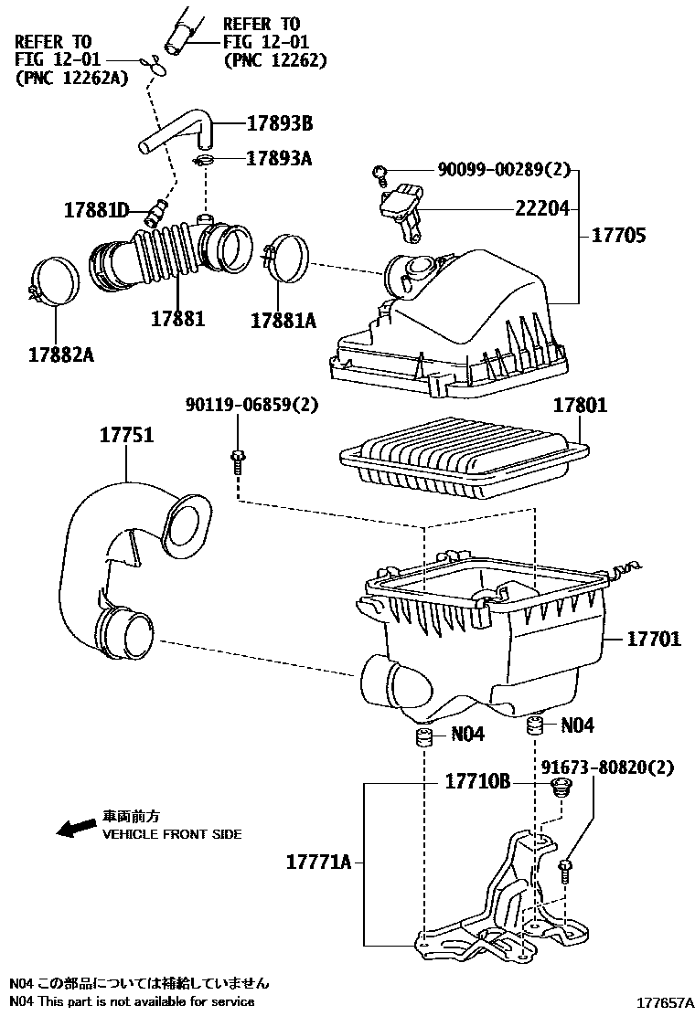 Toyota COROLLA Air Cleaner EPC diagram — 177657A