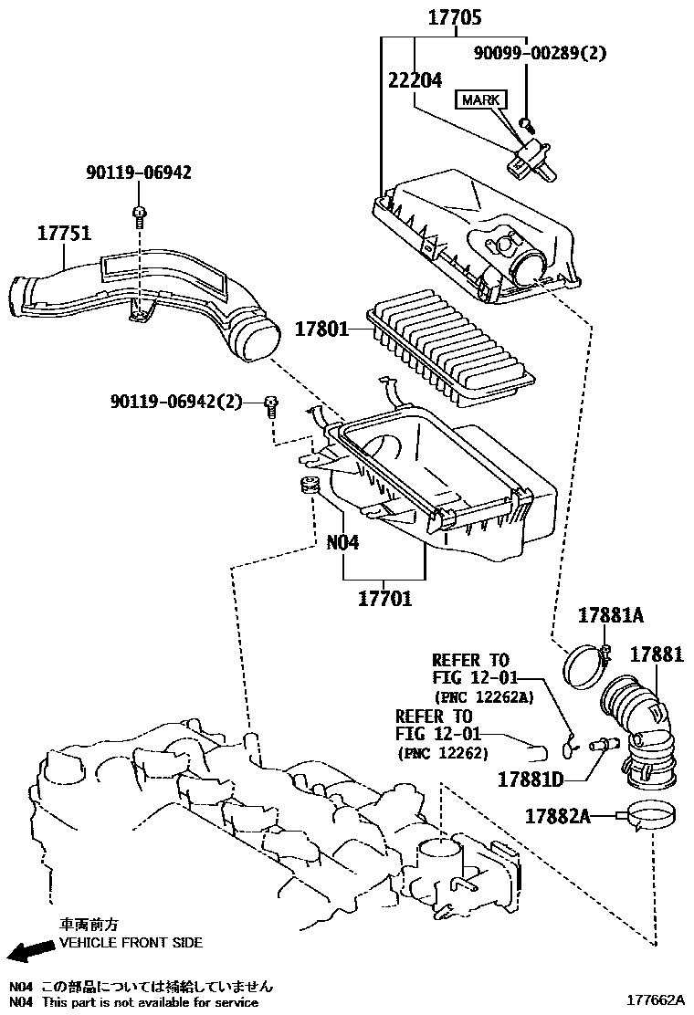 Toyota COROLLA Air Cleaner EPC diagram — 177662A