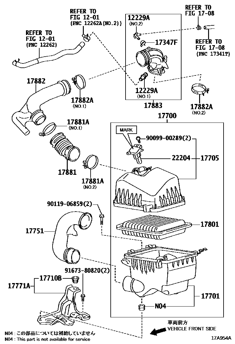 Toyota COROLLA Air Cleaner EPC diagram — 17A954A
