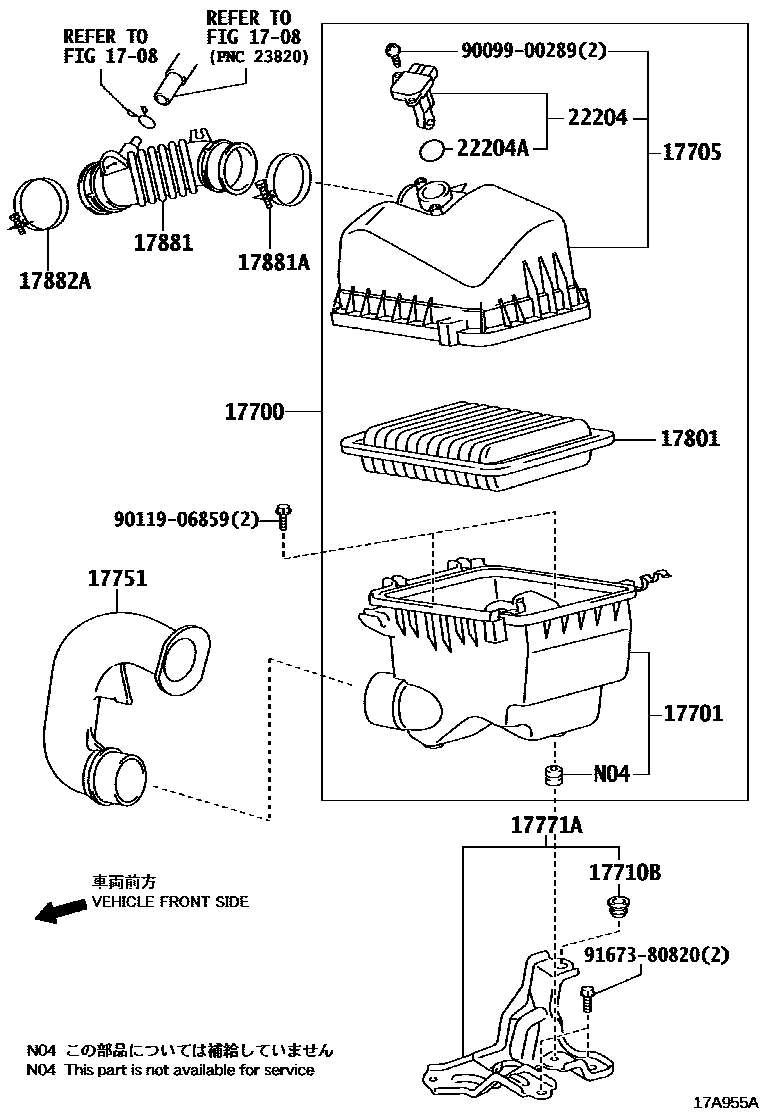 Toyota COROLLA Air Cleaner EPC diagram — 17A955A