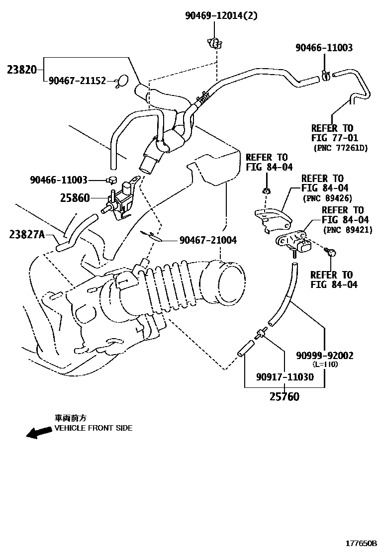 Toyota COROLLA vacuum tube EPC diagram — 177650B