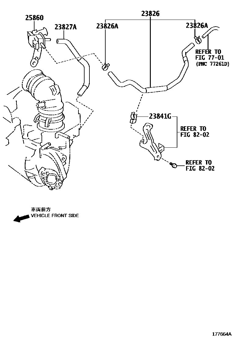 Toyota COROLLA vacuum tube EPC diagram — 177664A