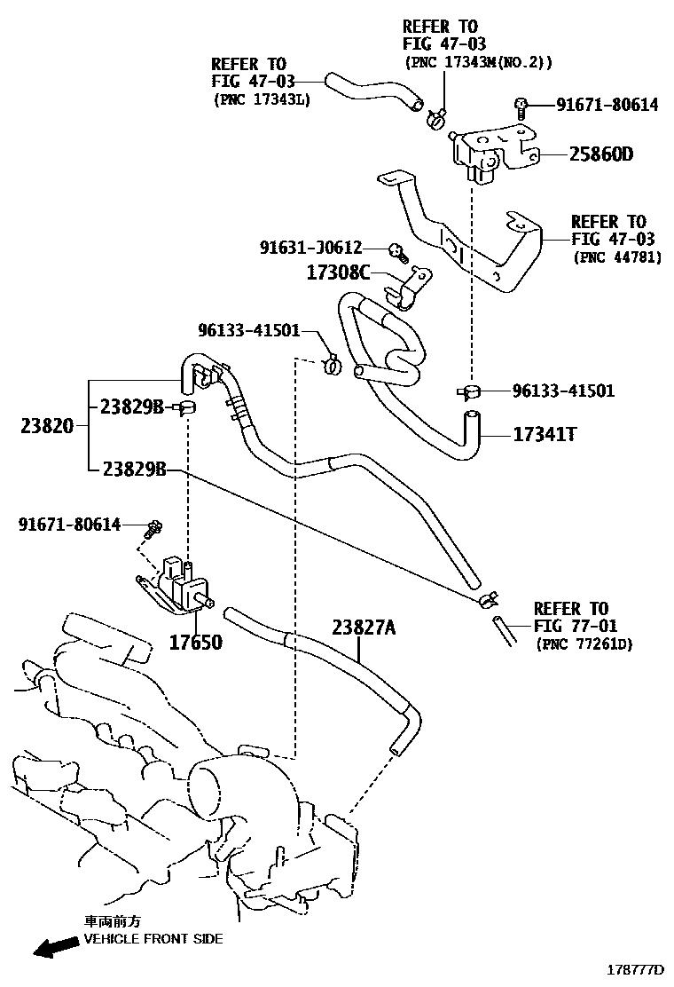 Toyota COROLLA vacuum tube EPC diagram — 178777D