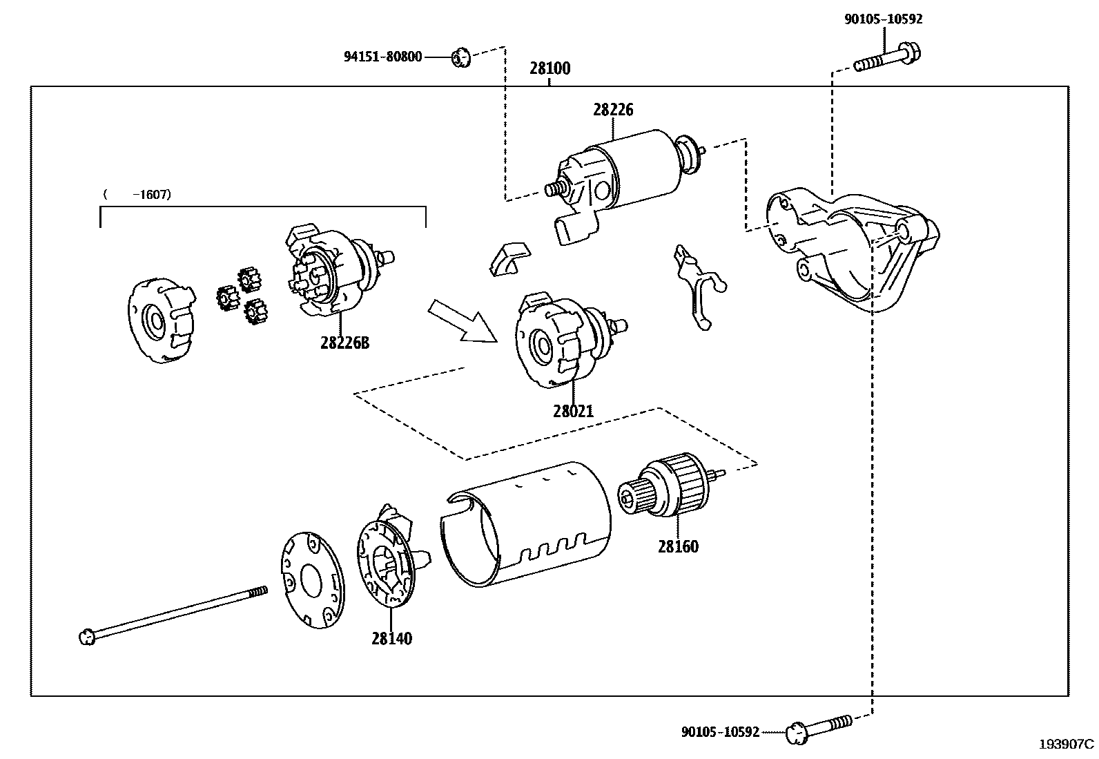 Toyota COROLLA 起动机 EPC diagram — 193907C