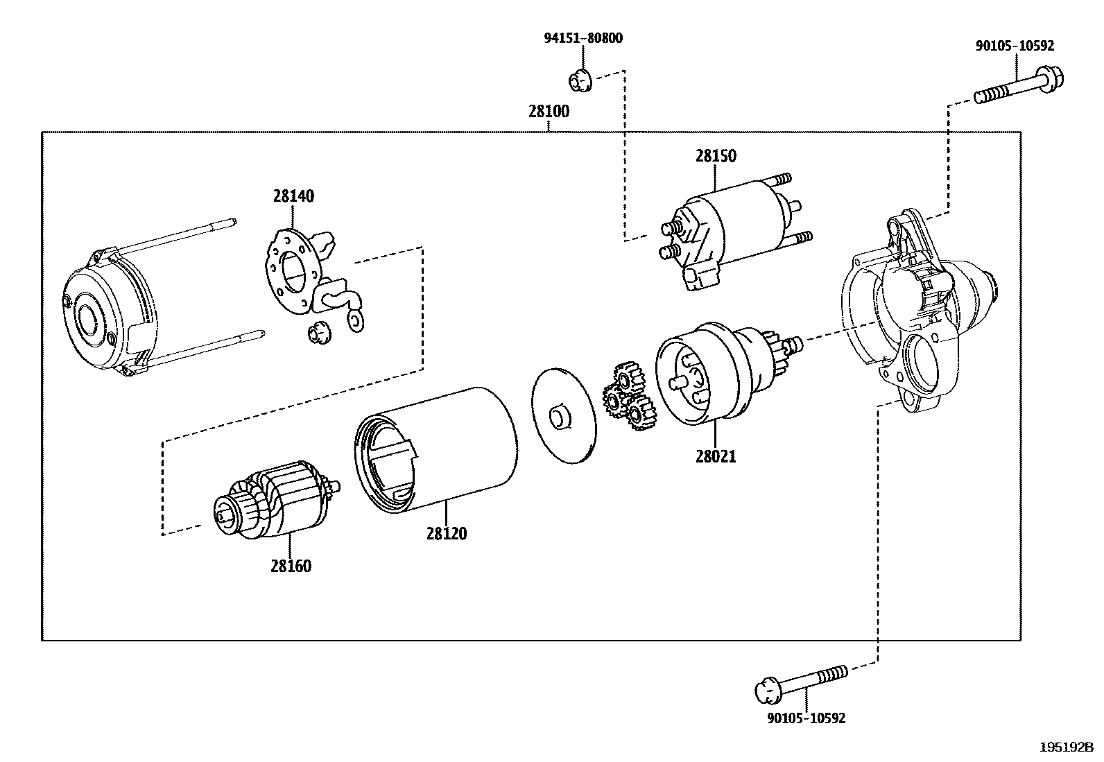 Toyota COROLLA 起动机 EPC diagram — 195192B