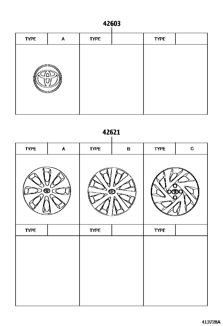 Toyota COROLLA 车轮和车轮盖 EPC diagram — 413728A