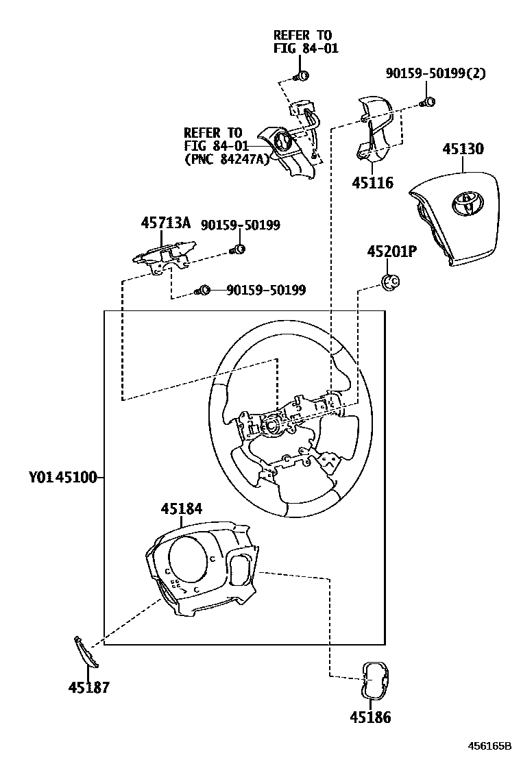 Toyota COROLLA Steering Wheel EPC diagram — 456165B