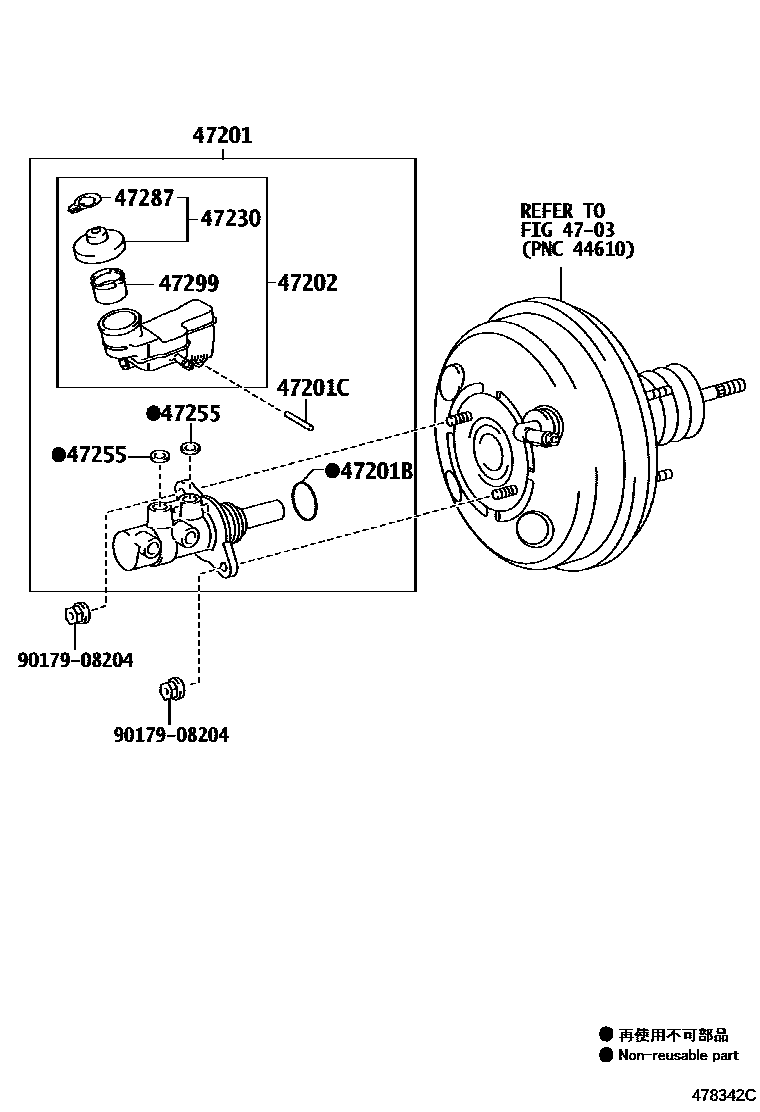 Toyota COROLLA 制动总泵 EPC diagram — 478342C