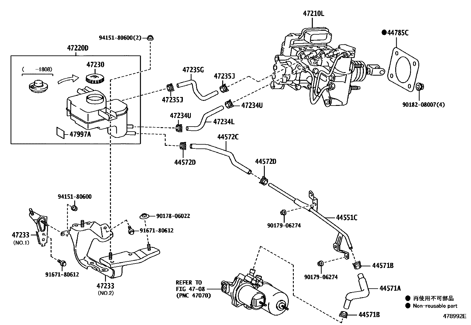 Toyota COROLLA 制动总泵 EPC diagram — 478992E