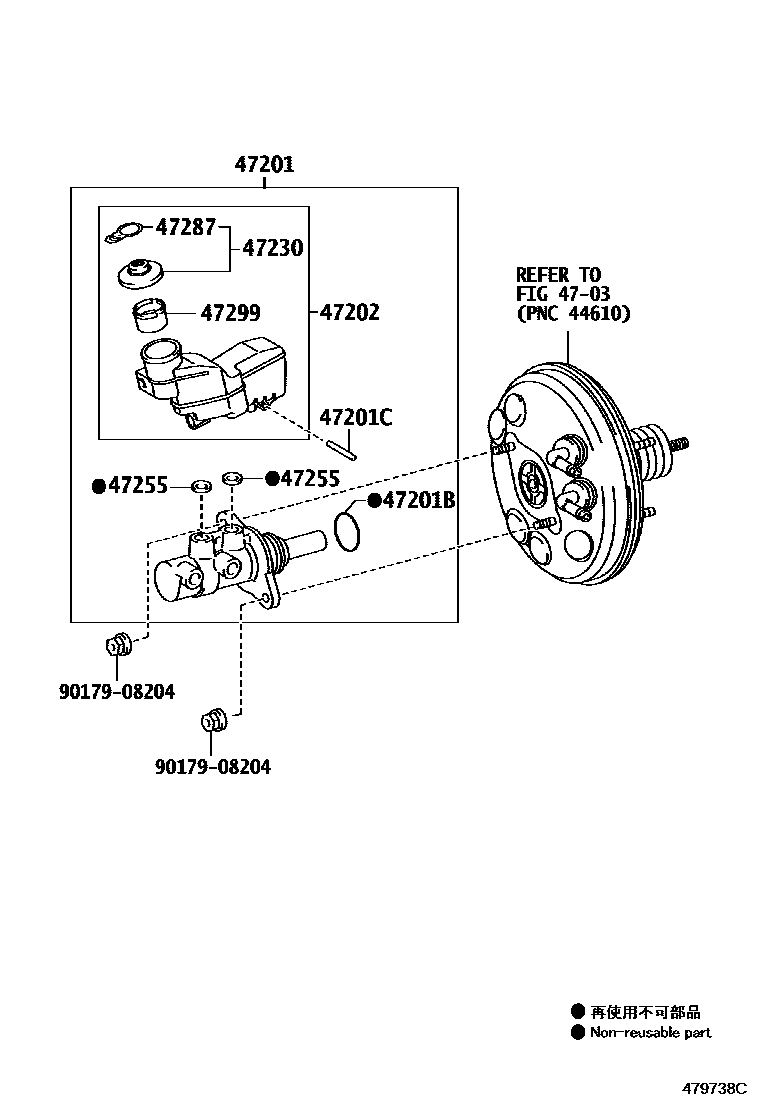 Toyota COROLLA 制动总泵 EPC diagram — 479738C