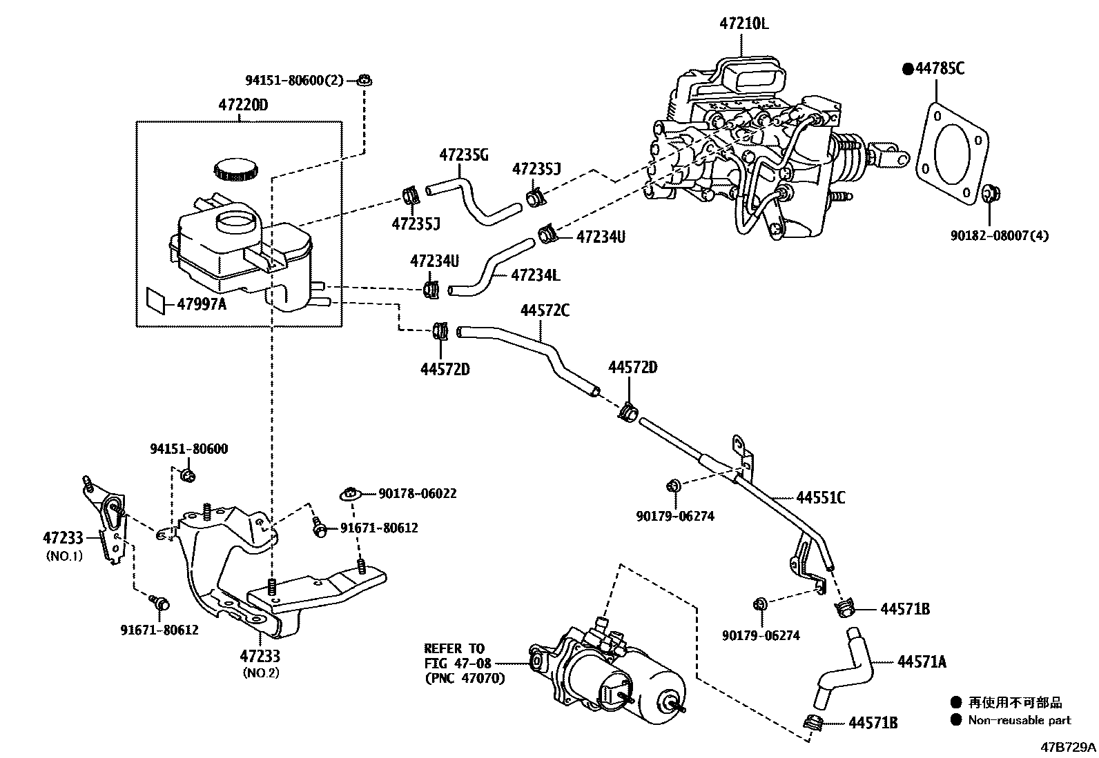 Toyota COROLLA 制动总泵 EPC diagram — 47B729A