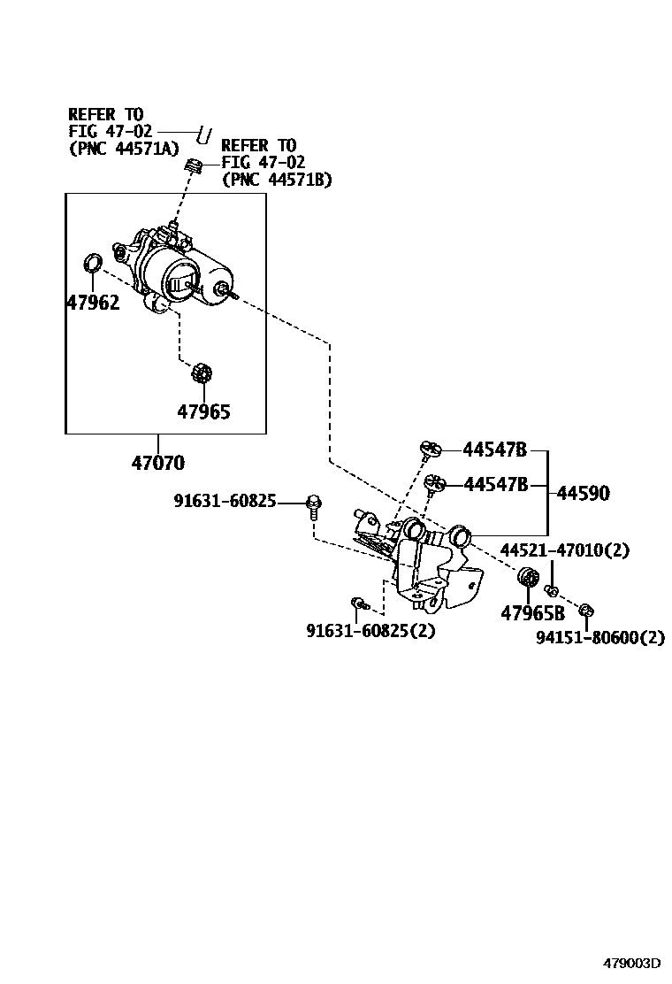 Toyota COROLLA 制动配管和卡箍 EPC diagram — 479003D