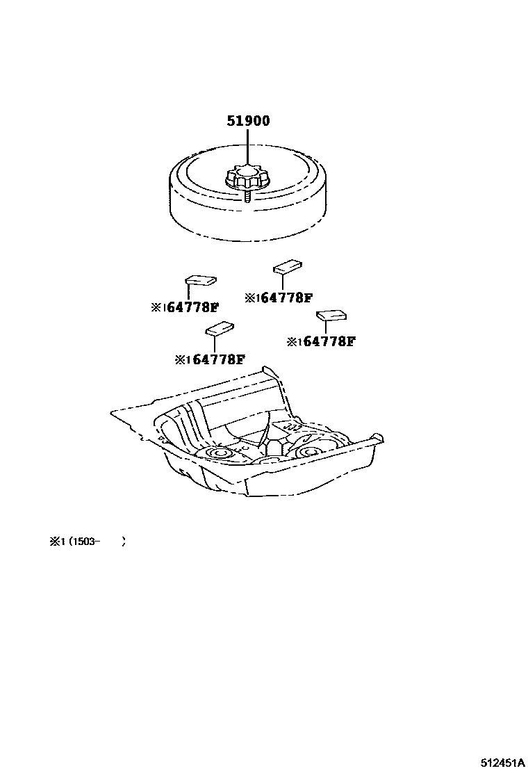 Toyota COROLLA Spare tire rack EPC diagram — 512451A