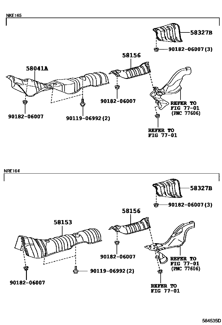 Toyota COROLLA 地板隔热垫 EPC diagram — 584535D