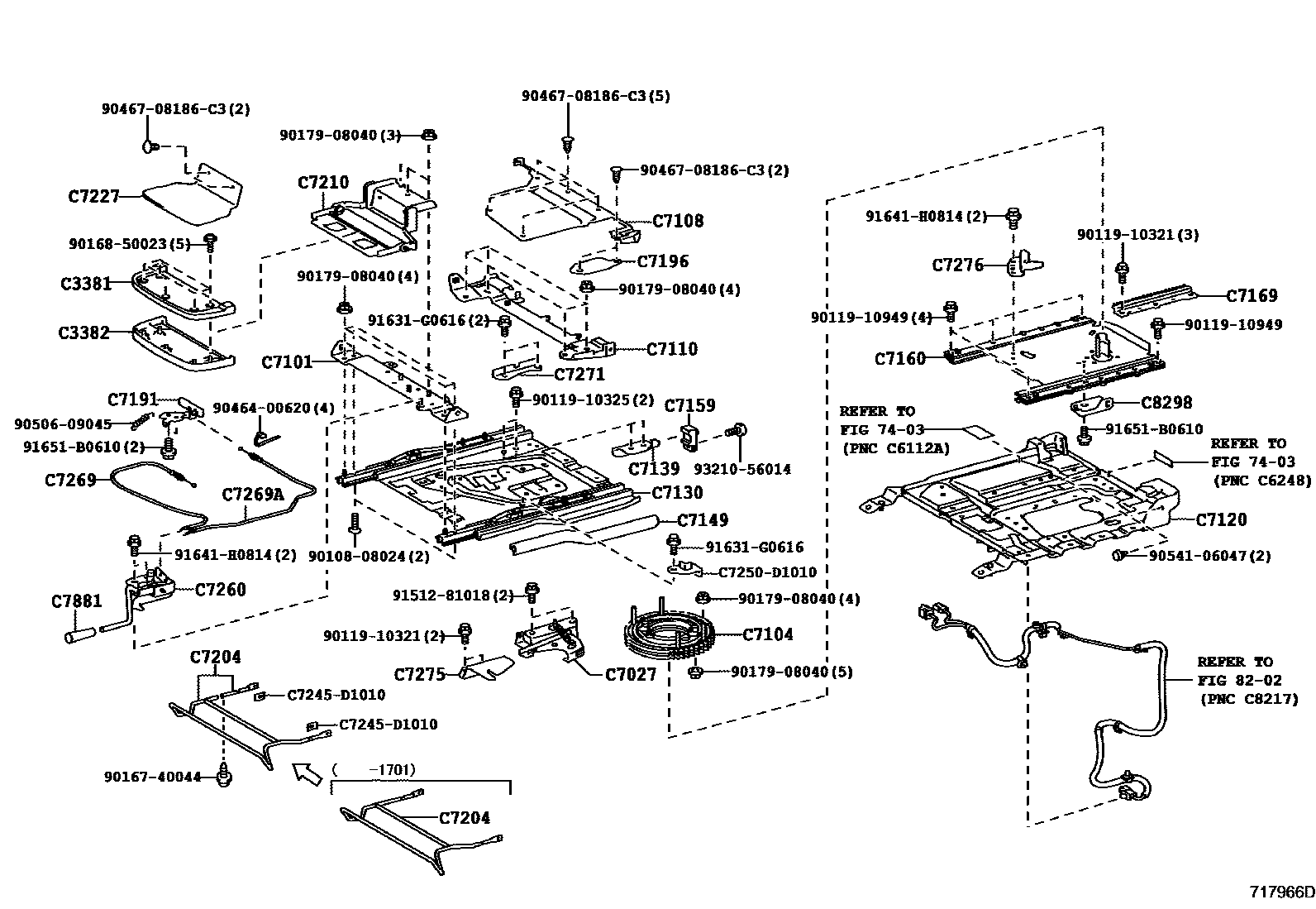 Toyota COROLLA 前排座椅和座椅滑轨 EPC diagram — 717966D
