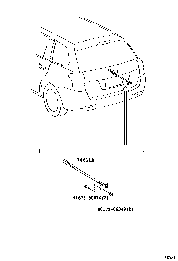 Toyota COROLLA 倾斜装置和电动举升机 EPC diagram — 717847