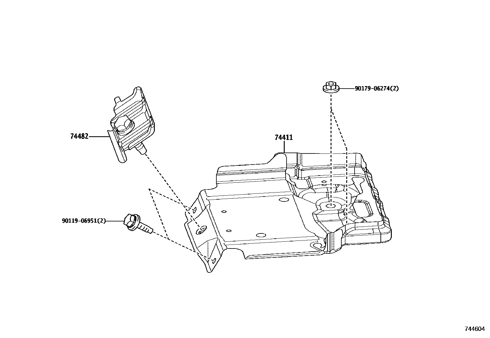 Toyota COROLLA battery holder EPC diagram — 744604