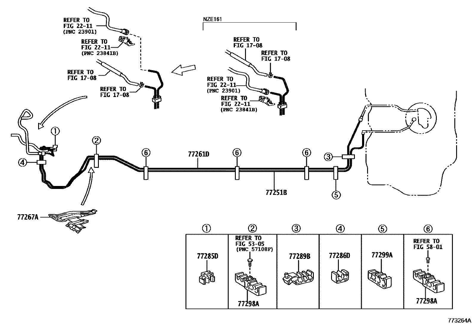 Toyota COROLLA 燃油箱和燃油管 EPC diagram — 773264A