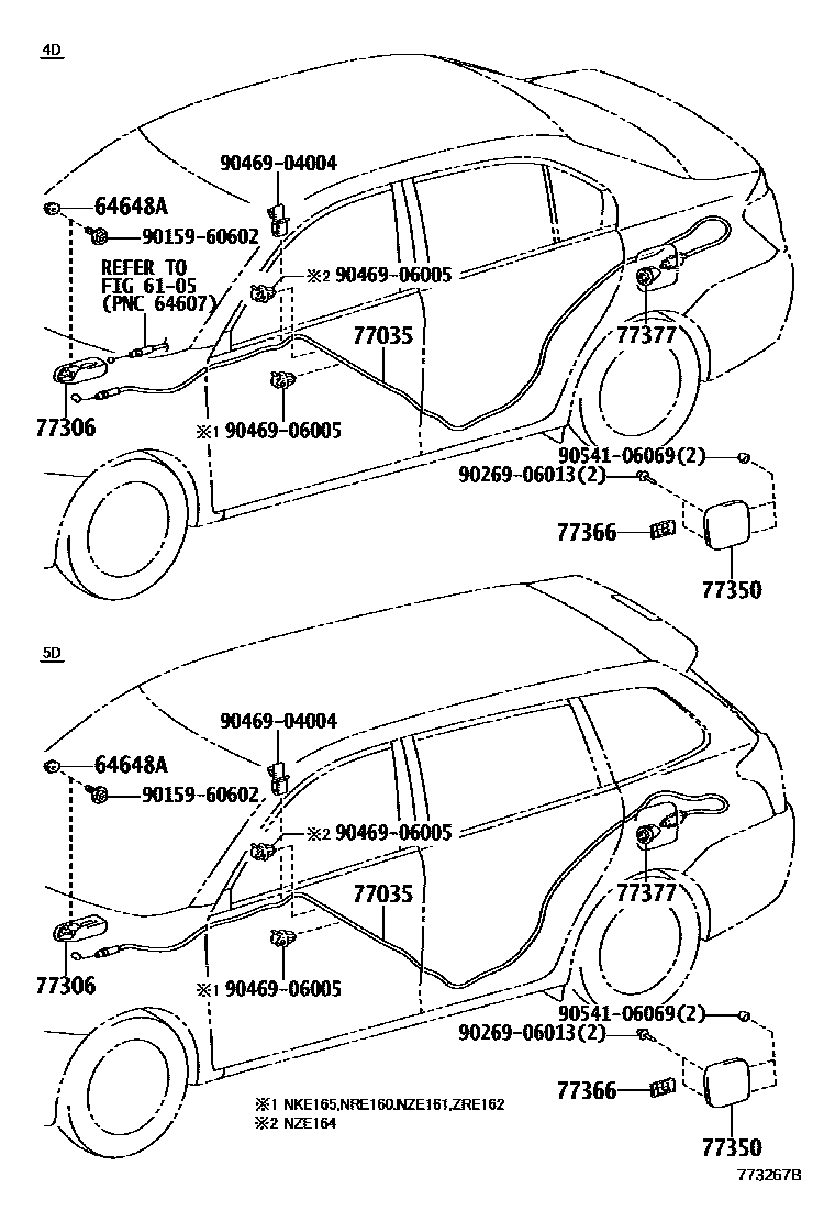 Toyota COROLLA 燃油箱和燃油管 EPC diagram — 773267B