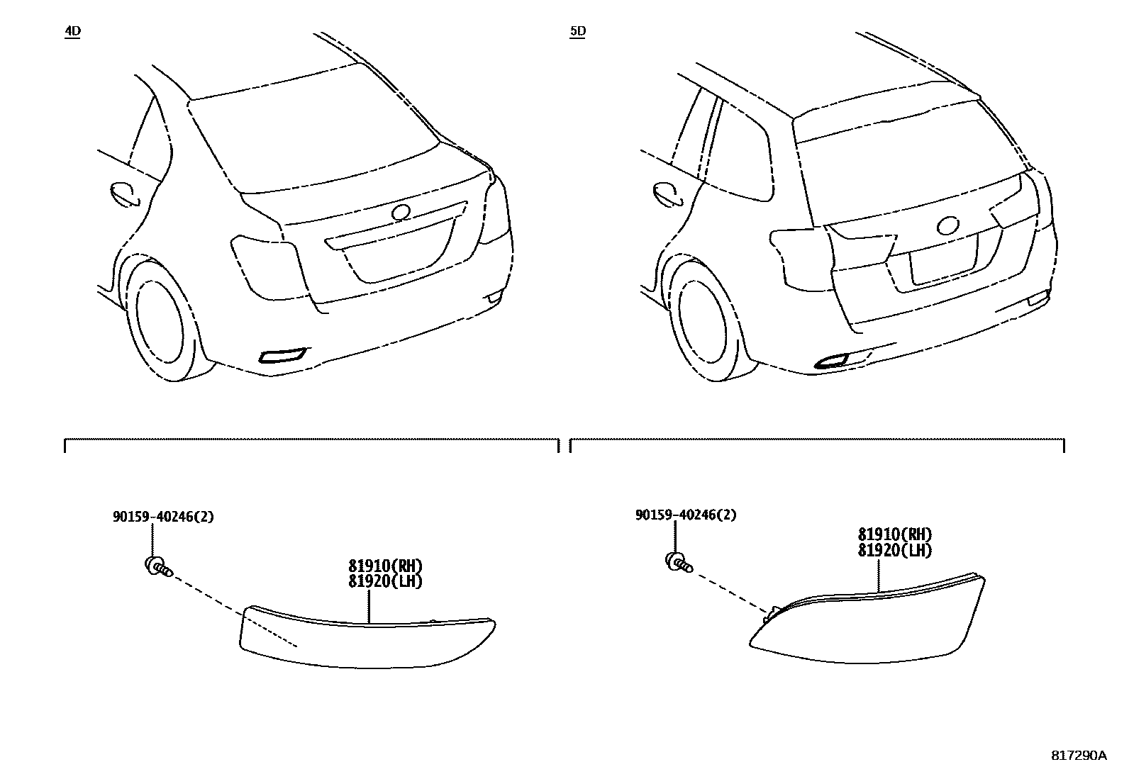 Toyota COROLLA reflector EPC diagram — 817290A