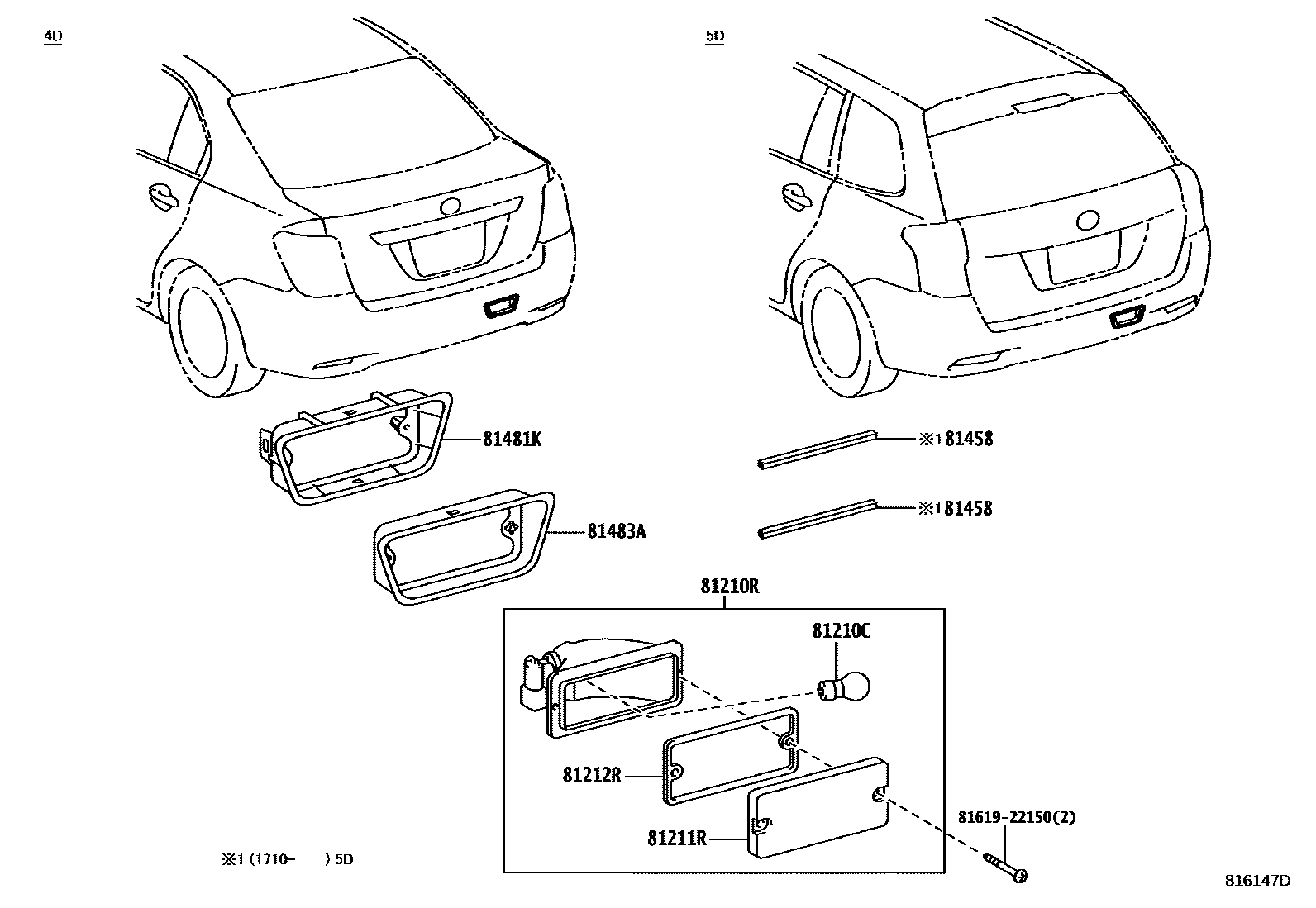 Toyota COROLLA 后雾灯 EPC diagram — 816147D