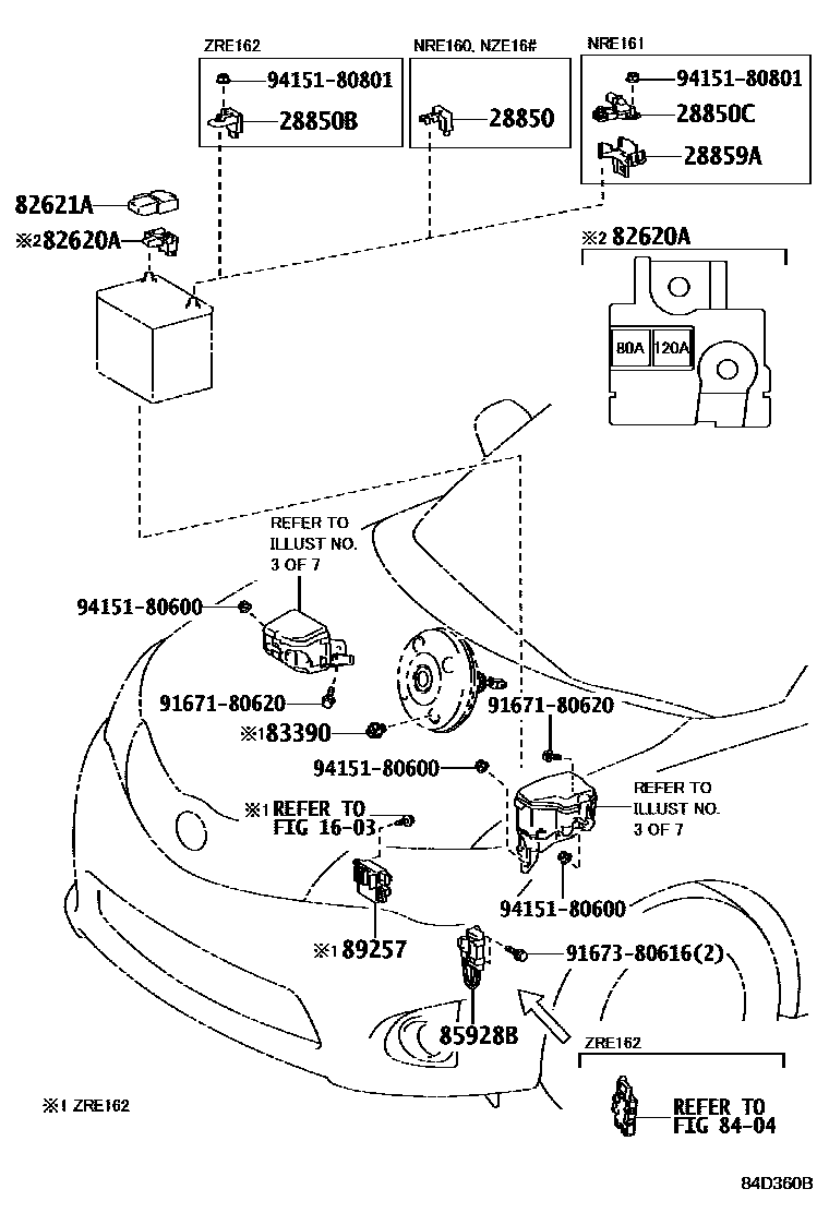 Toyota COROLLA 开关和继电器和ECU EPC diagram — 84D360B