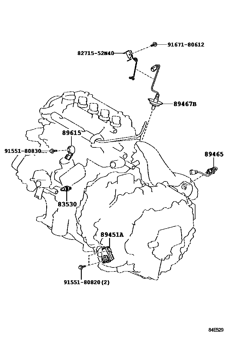 Toyota COROLLA 开关和继电器和ECU EPC diagram — 84E529