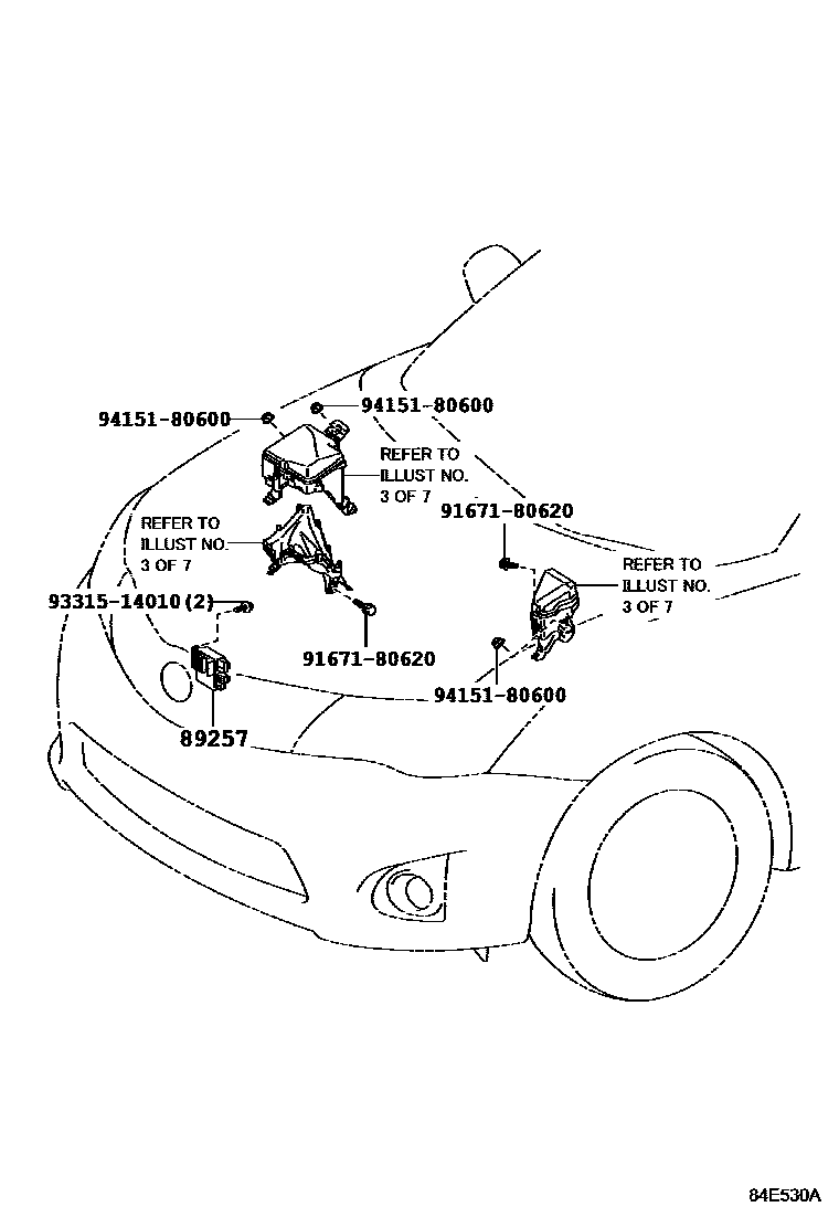 Toyota COROLLA 开关和继电器和ECU EPC diagram — 84E530A