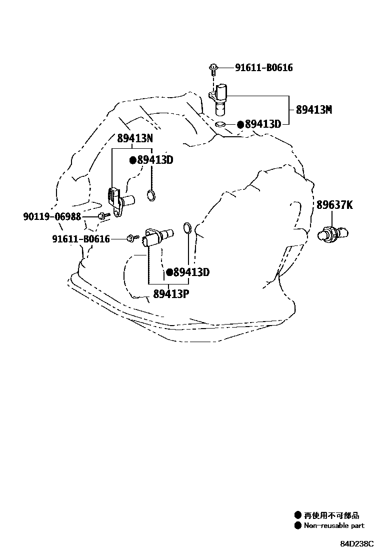 Toyota COROLLA 超速档和电子控制变速器 EPC diagram — 84D238C