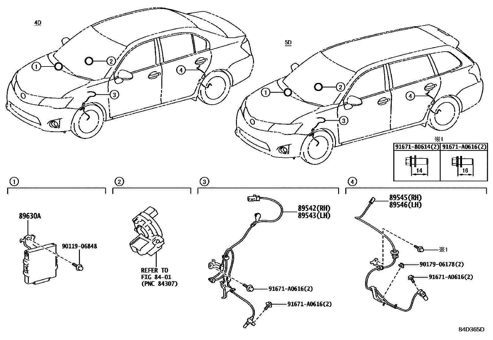 Toyota COROLLA ABS 和 VSC EPC diagram — 84D365D