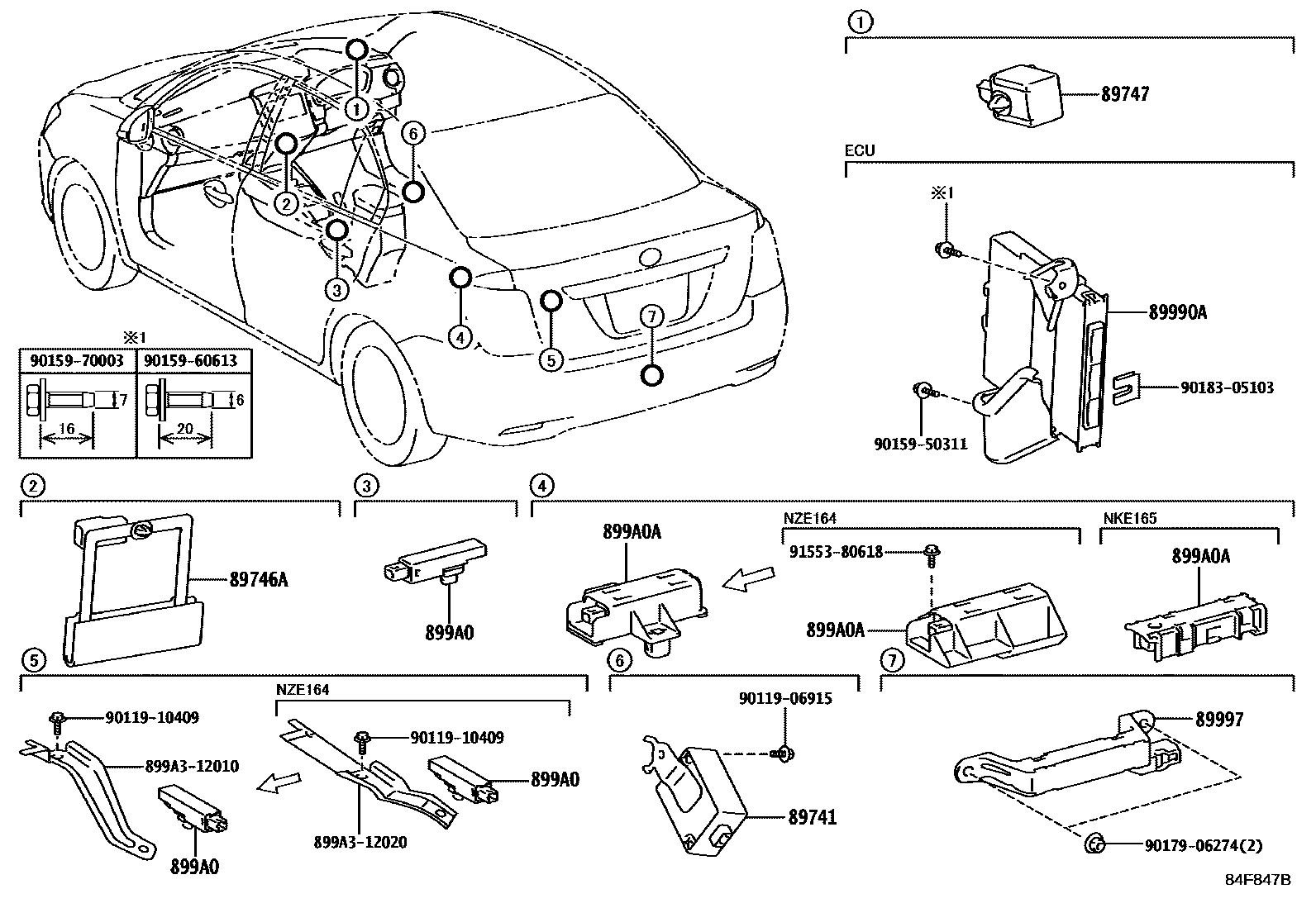Toyota COROLLA 遥控门锁 EPC diagram — 84F847B