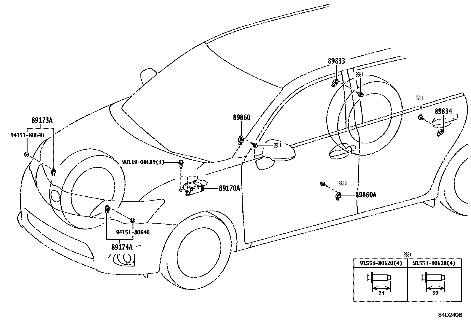 Toyota COROLLA 空气囊 EPC diagram — 84D240B
