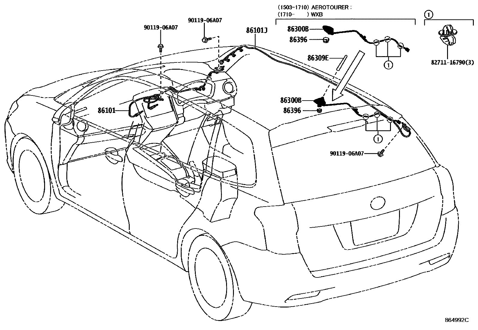 Toyota COROLLA antenna EPC diagram — 864992C