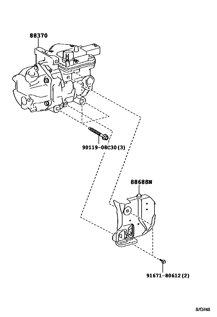 Toyota COROLLA Heating & Air Conditioning - Compressor EPC diagram — 87D746