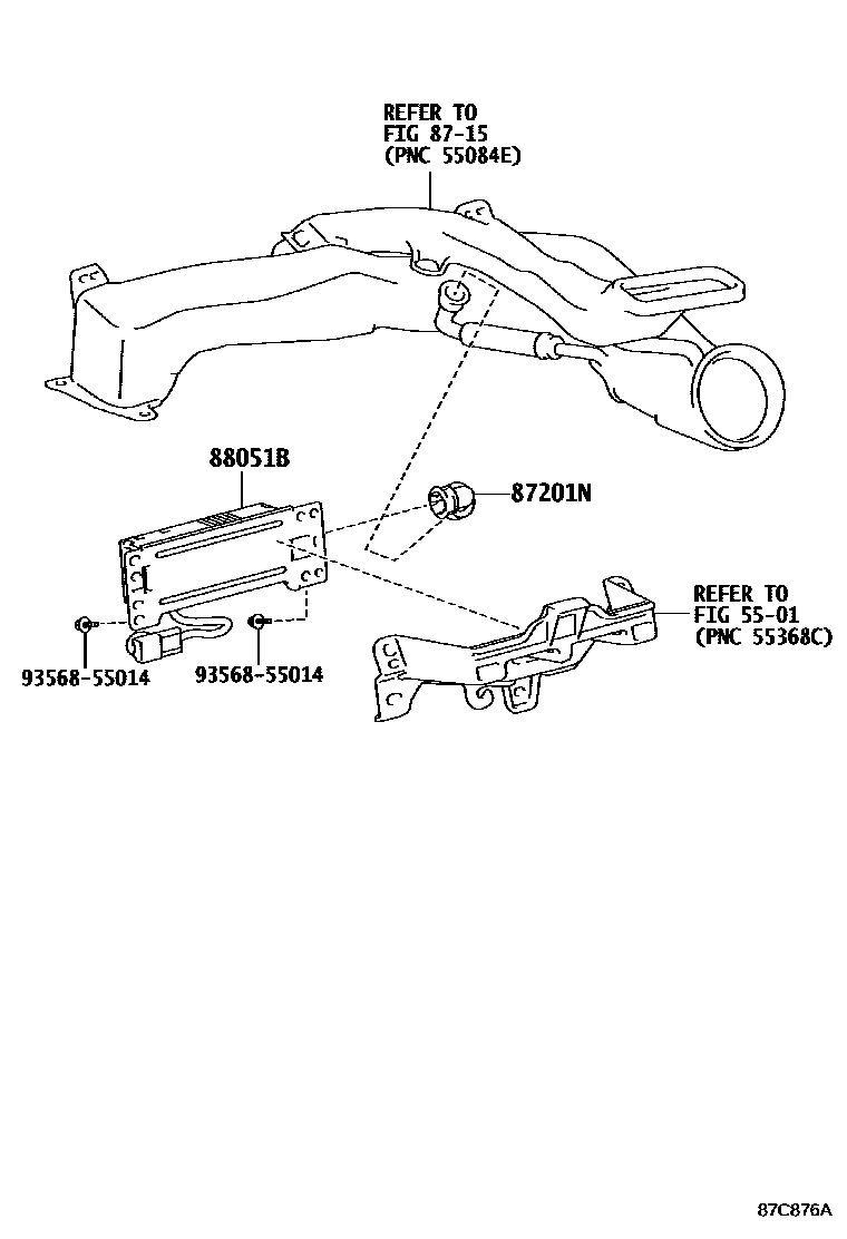 Toyota COROLLA 空气净化器或离子发生器 EPC diagram — 87C876A