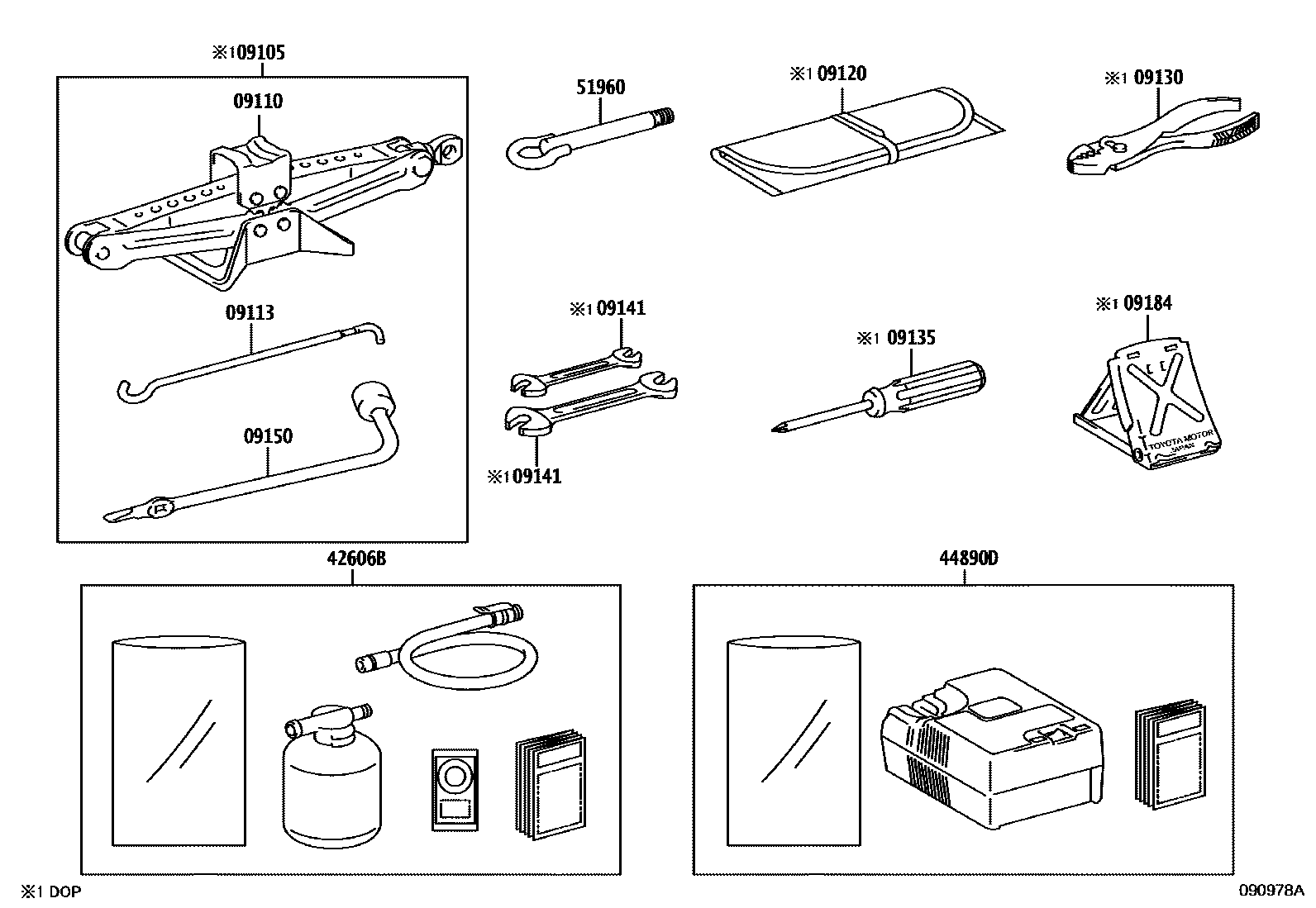 Toyota COROLLA Standard Tools EPC diagram — 090978A