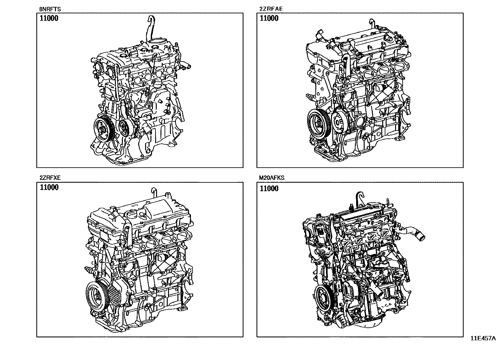 Toyota COROLLA Partial Engine Assembly EPC diagram — 11E457A