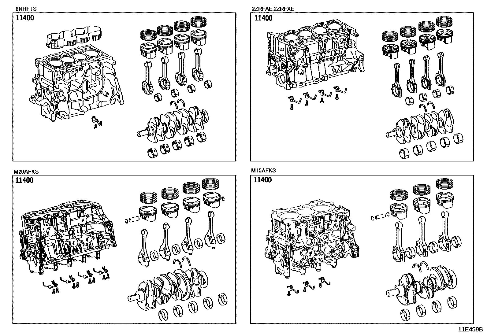 Toyota COROLLA Short Block Assembly EPC diagram — 11E459B