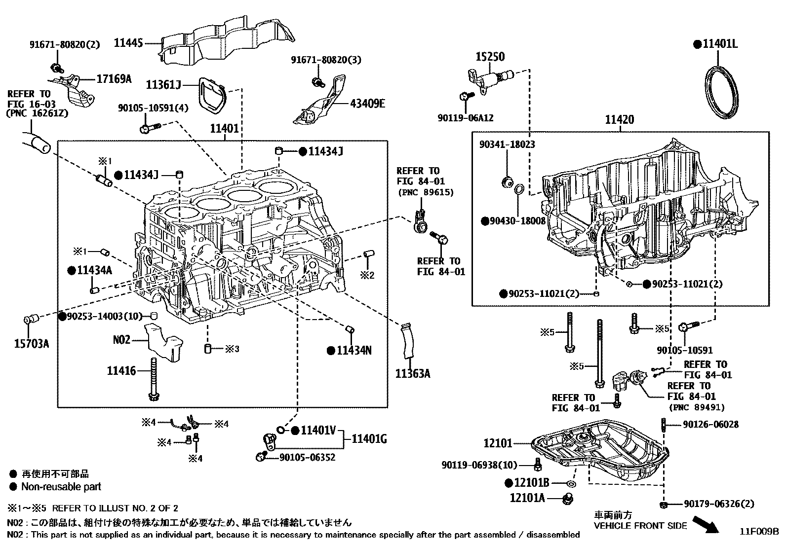 Toyota COROLLA Cylinder Block EPC diagram — 11F009B