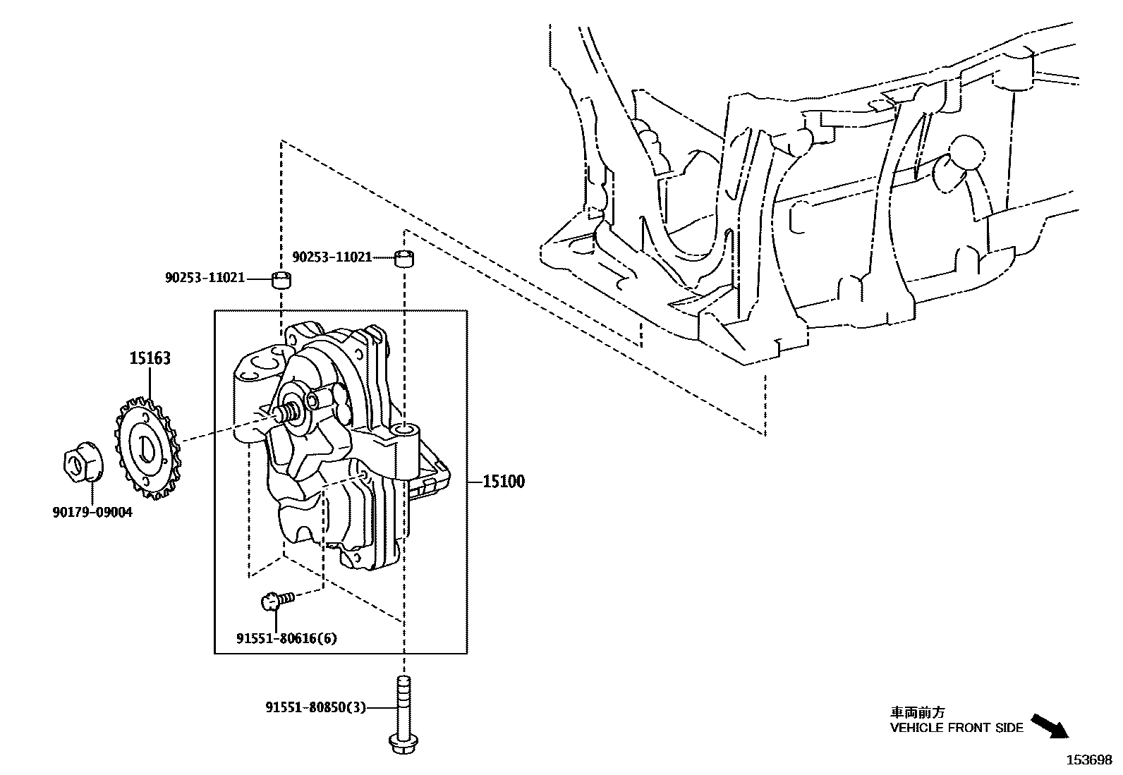 Toyota COROLLA Engine Oil Pump EPC diagram — 153698