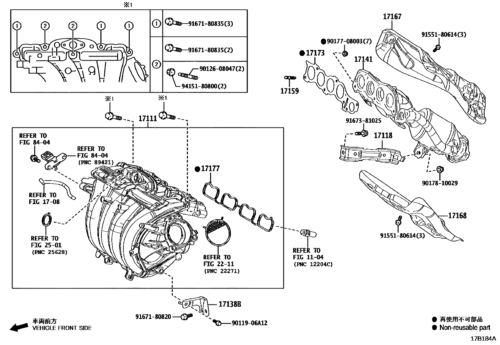 Toyota COROLLA Manifold EPC diagram — 17B184A