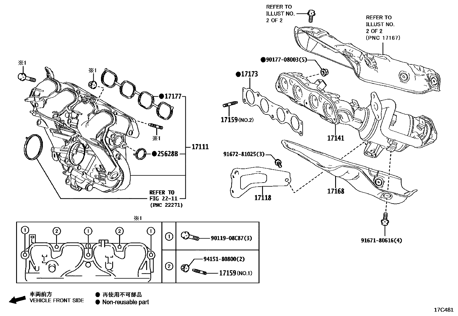 Toyota COROLLA Manifold EPC diagram — 17C481