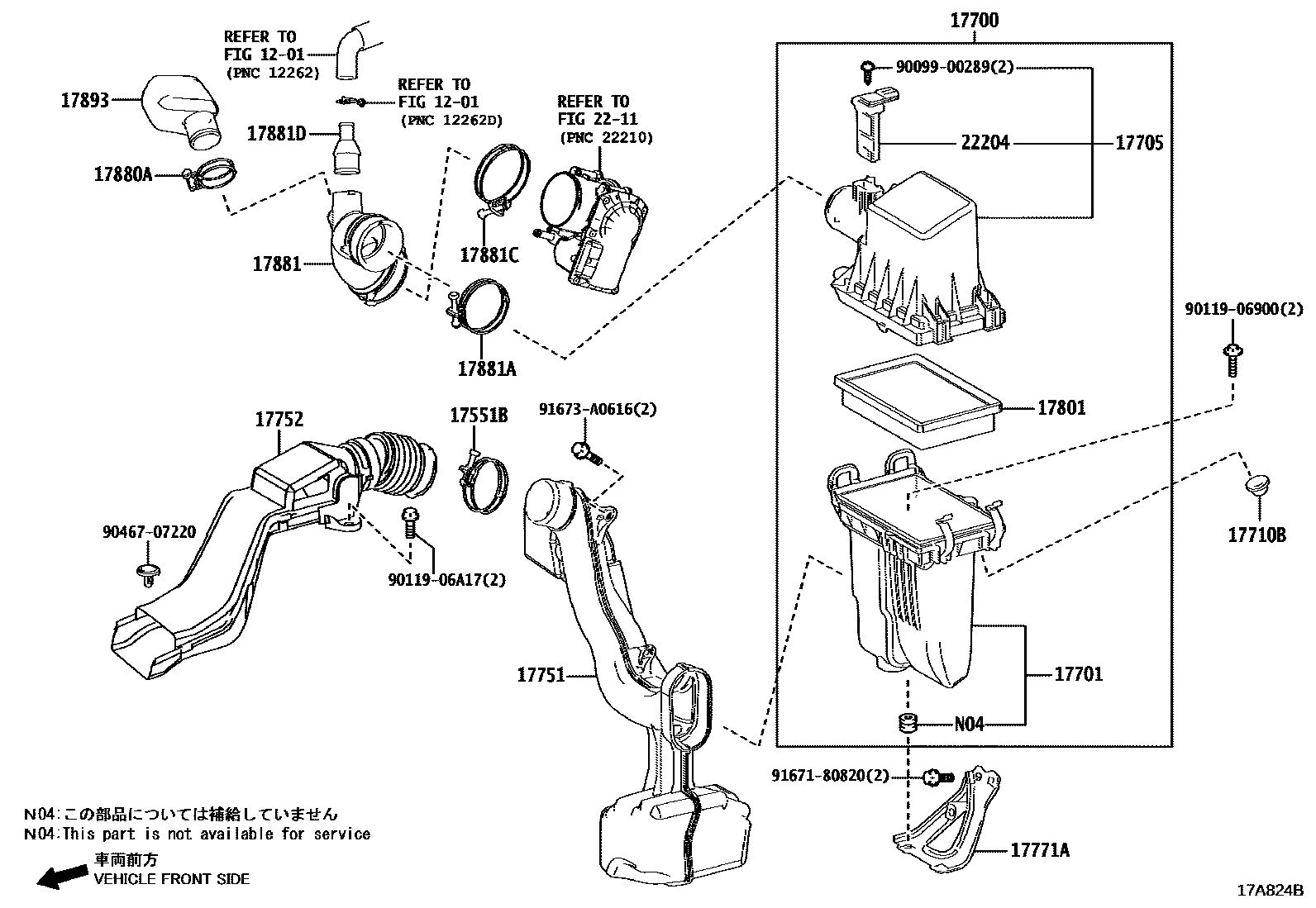 Toyota COROLLA Air Cleaner EPC diagram — 17A824B