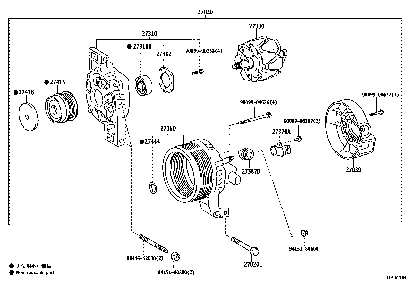 Toyota COROLLA Alternator EPC diagram — 195620B