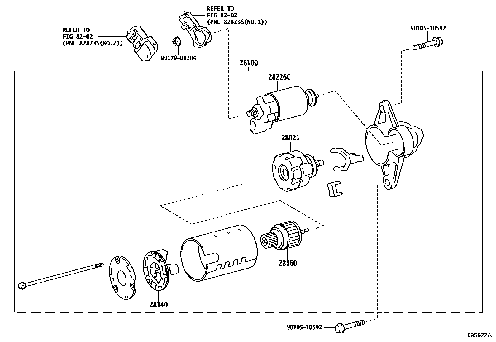 Toyota COROLLA 起动机 EPC diagram — 195622A