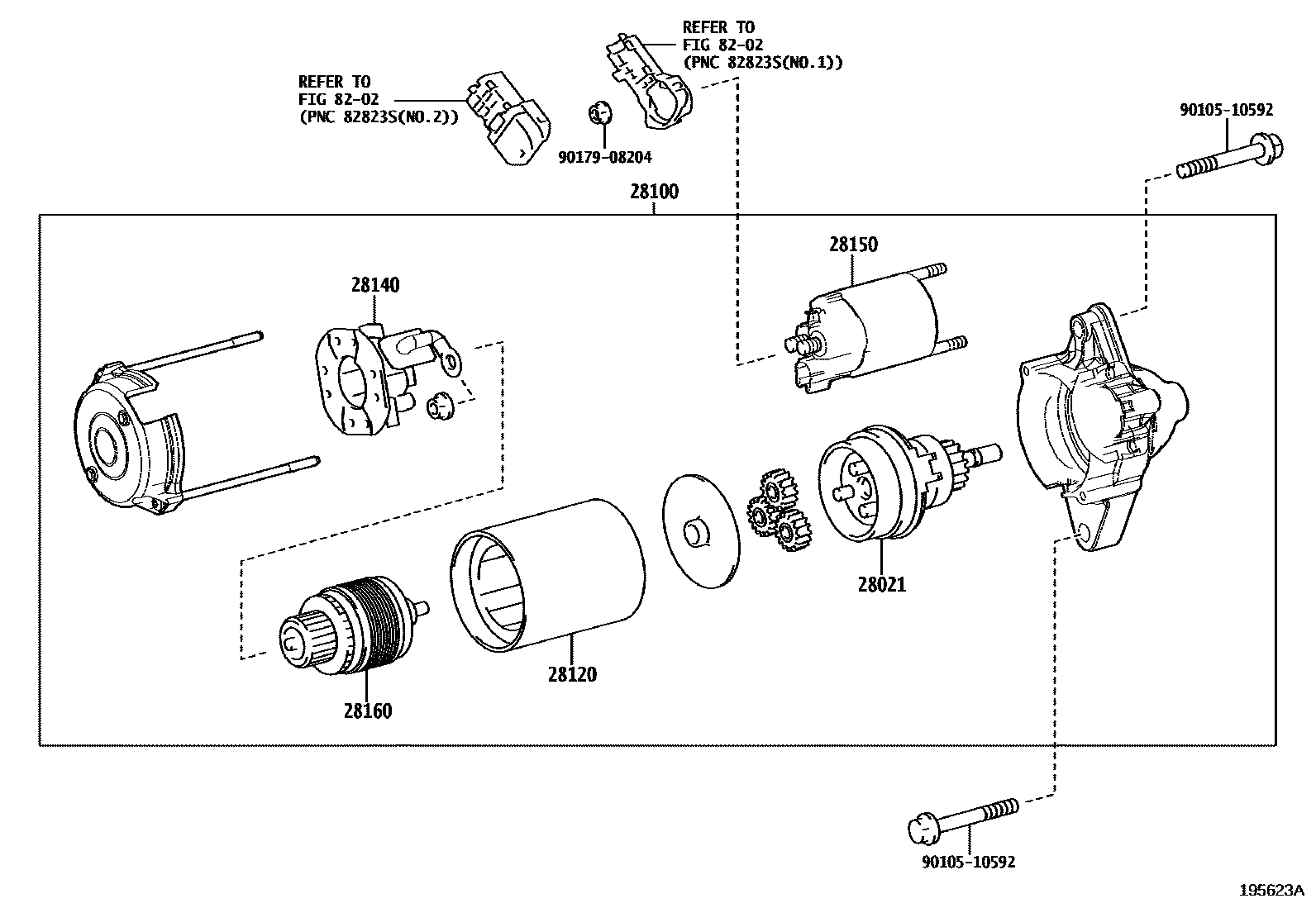 Toyota COROLLA 起动机 EPC diagram — 195623A