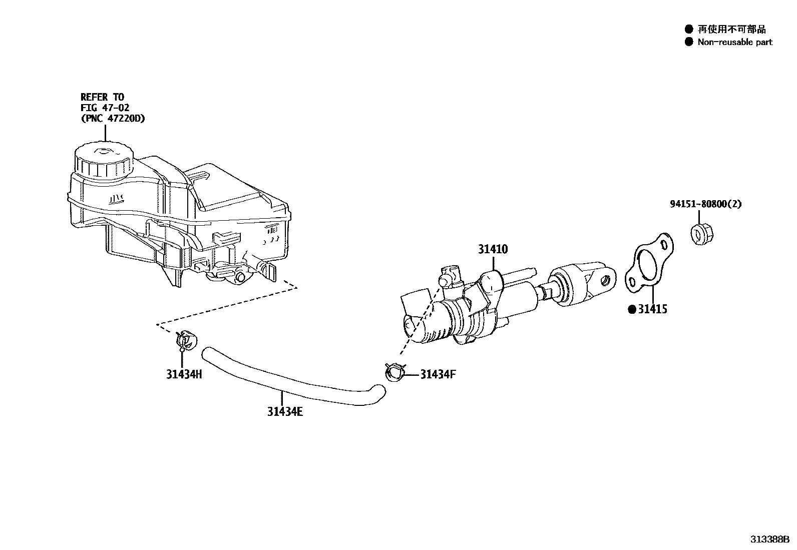 Toyota COROLLA 离合器总泵 EPC diagram — 313388B