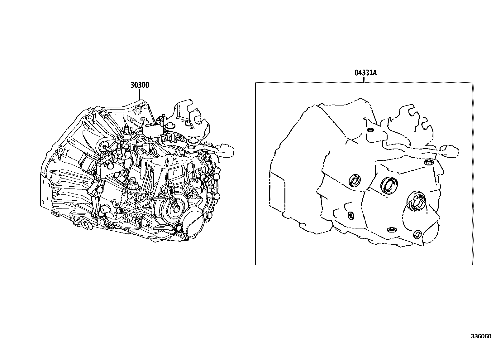 Toyota COROLLA 传动桥或变速器总成和衬垫组件(MTM) EPC diagram — 336060